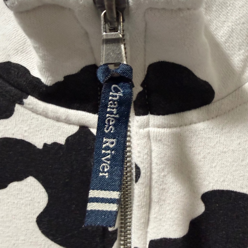 Collared 1/4 zip Cow Moo Print Jordans Ice Cream Sweatshirt Mens Large Cotton - Picture 5 of 6